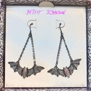 Betsey Johnson Crystal Bat Earrings